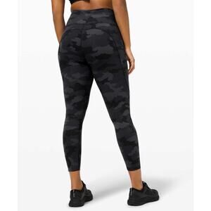 Lululemon Fast and Free Tight II 25" Heritage 365 Camo Deep Coal Multi Size 6
